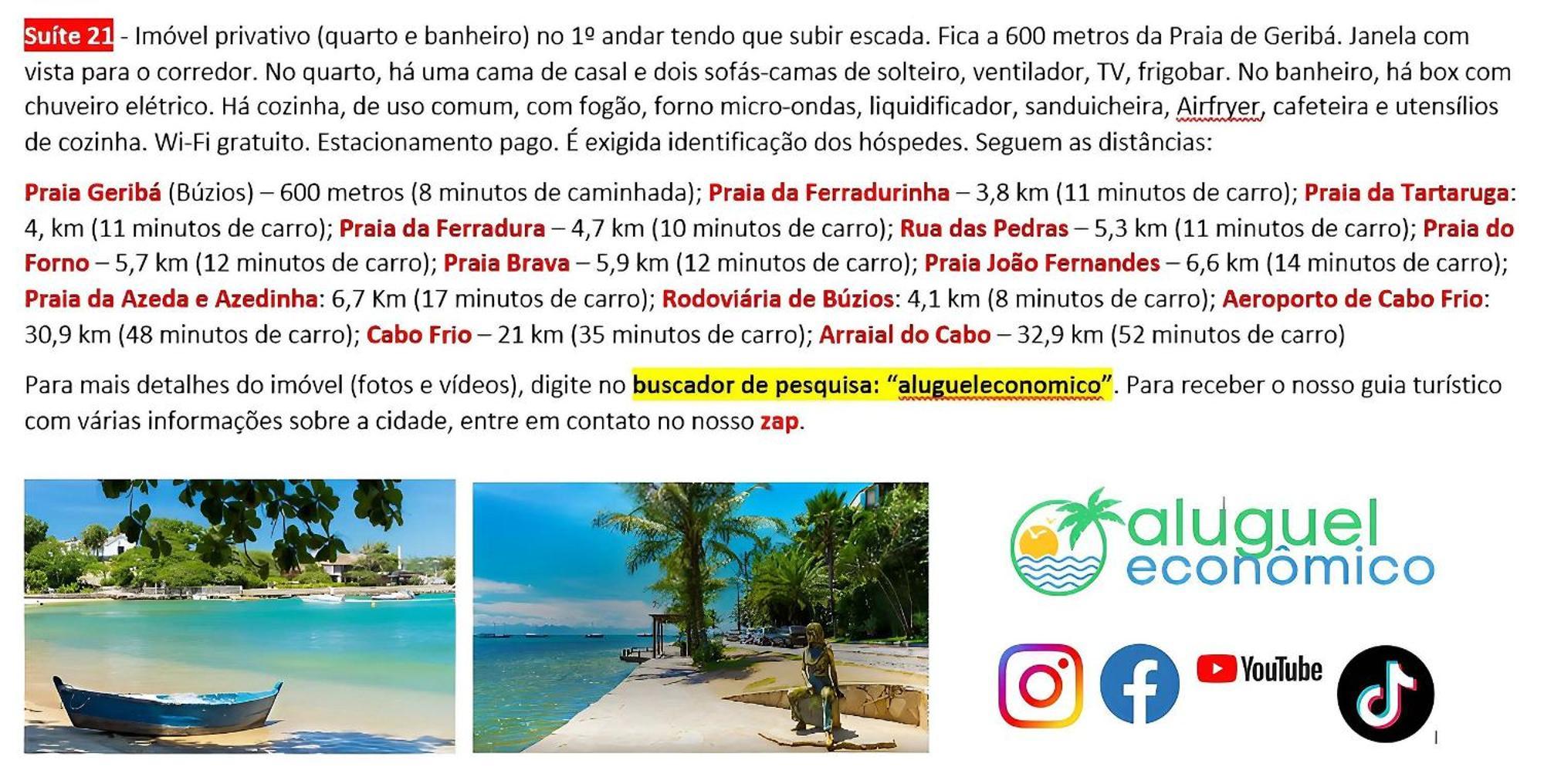 Appartement Búzios - Geribá - Aluguel Econômico Extérieur photo