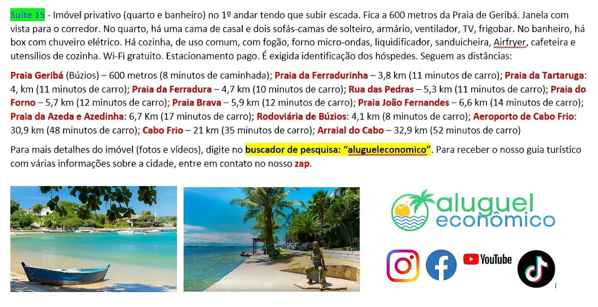 Appartement Búzios - Geribá - Aluguel Econômico Extérieur photo