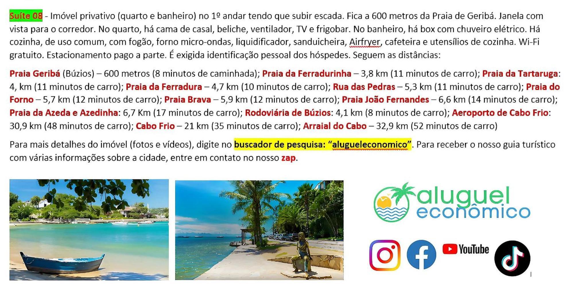 Appartement Búzios - Geribá - Aluguel Econômico Extérieur photo