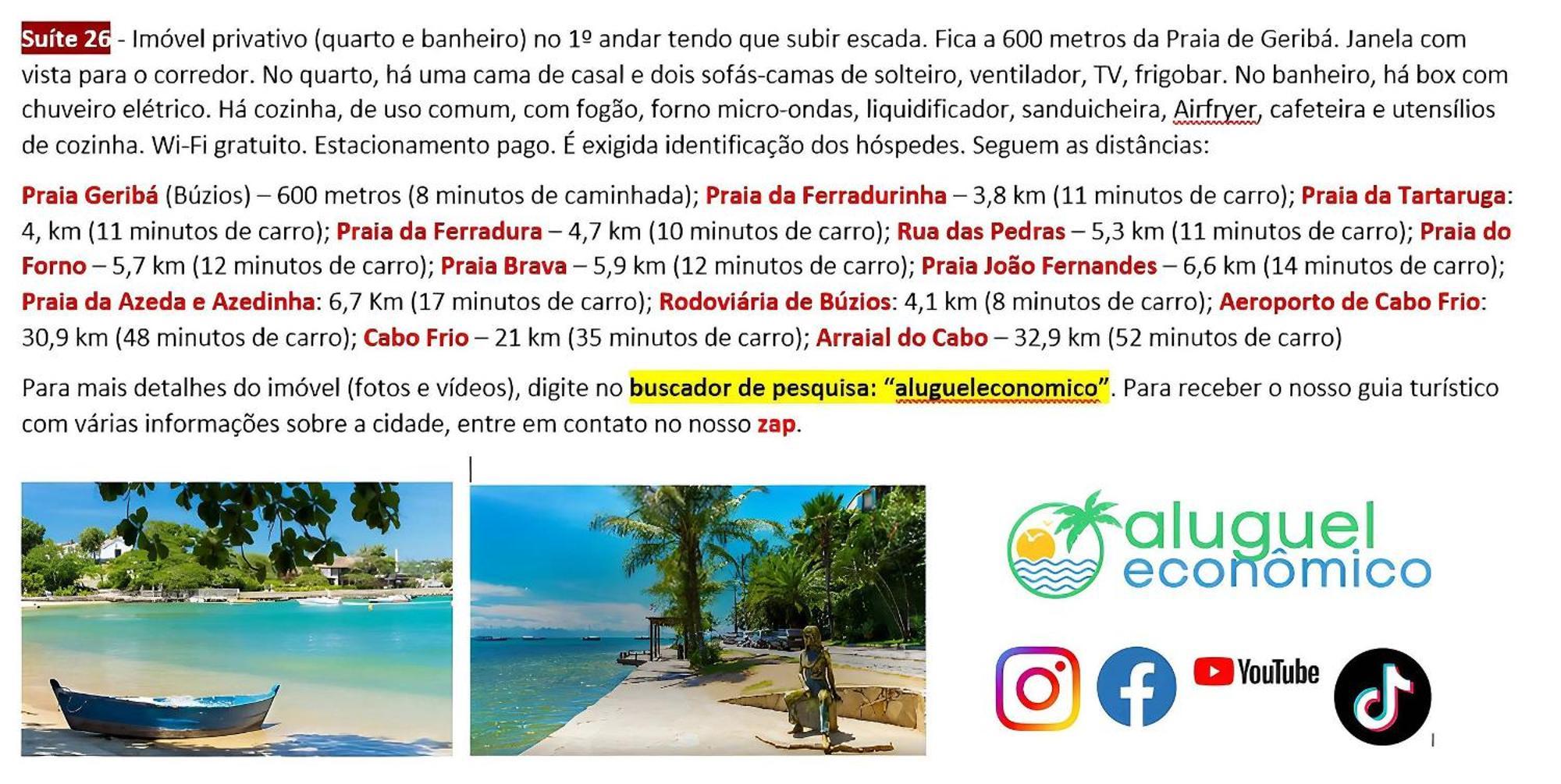 Appartement Búzios - Geribá - Aluguel Econômico Extérieur photo