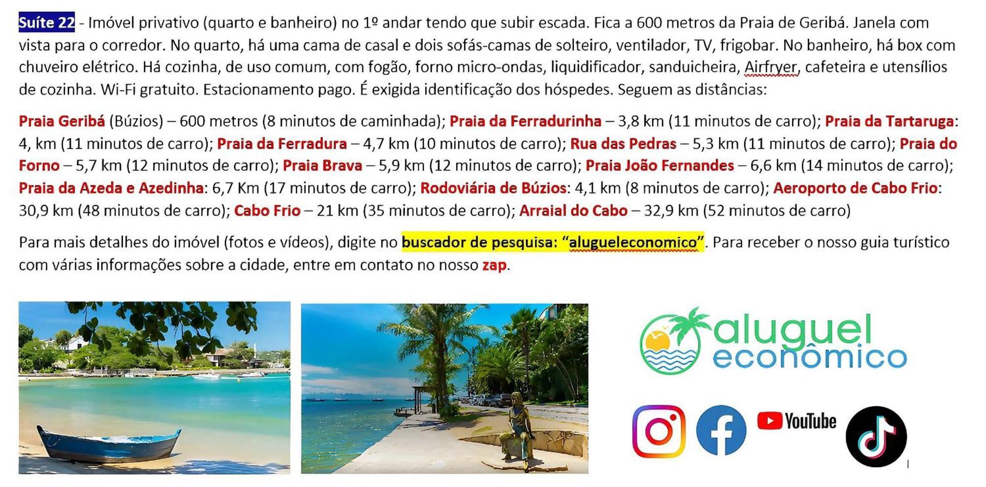 Appartement Búzios - Geribá - Aluguel Econômico Extérieur photo