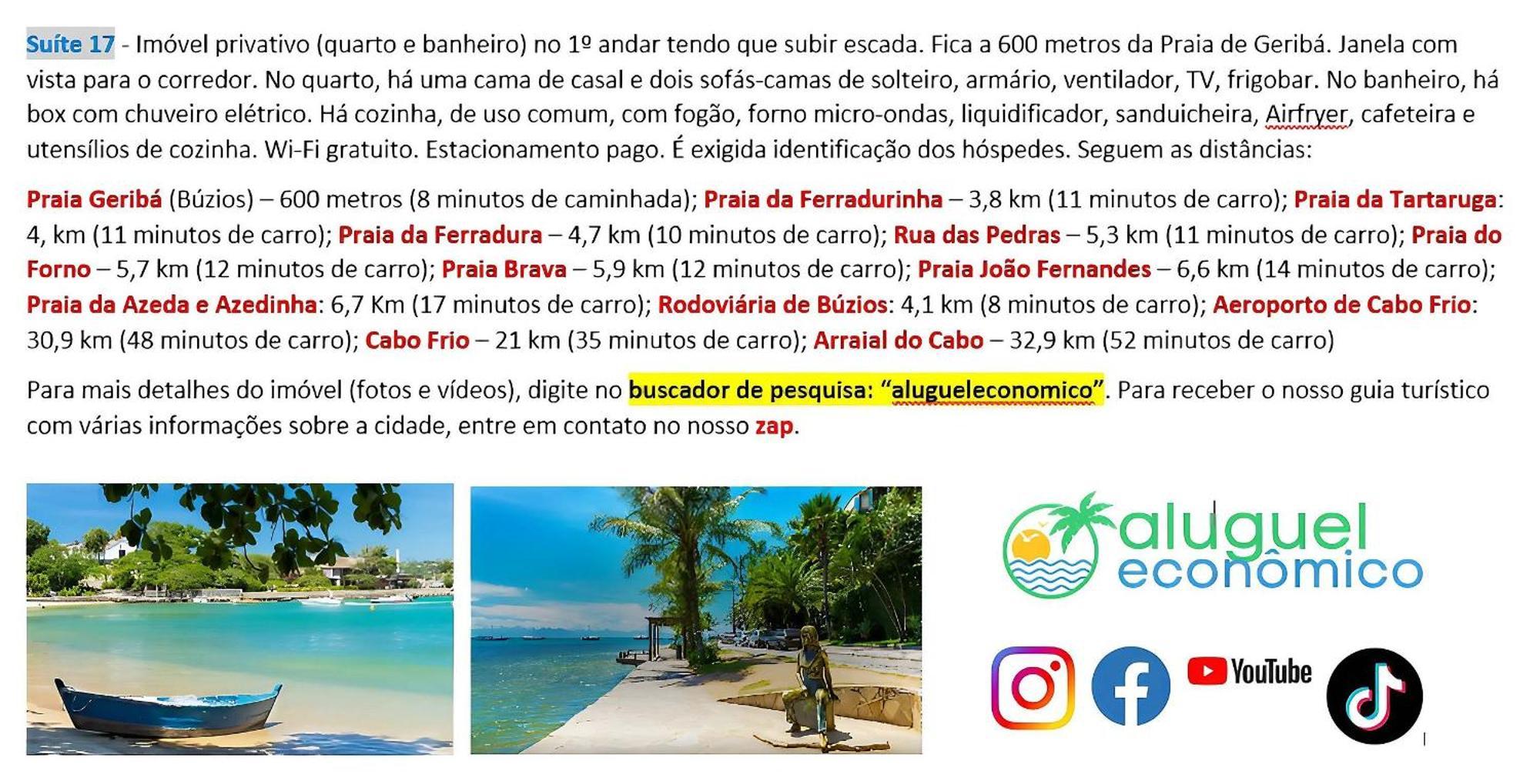 Appartement Búzios - Geribá - Aluguel Econômico Extérieur photo