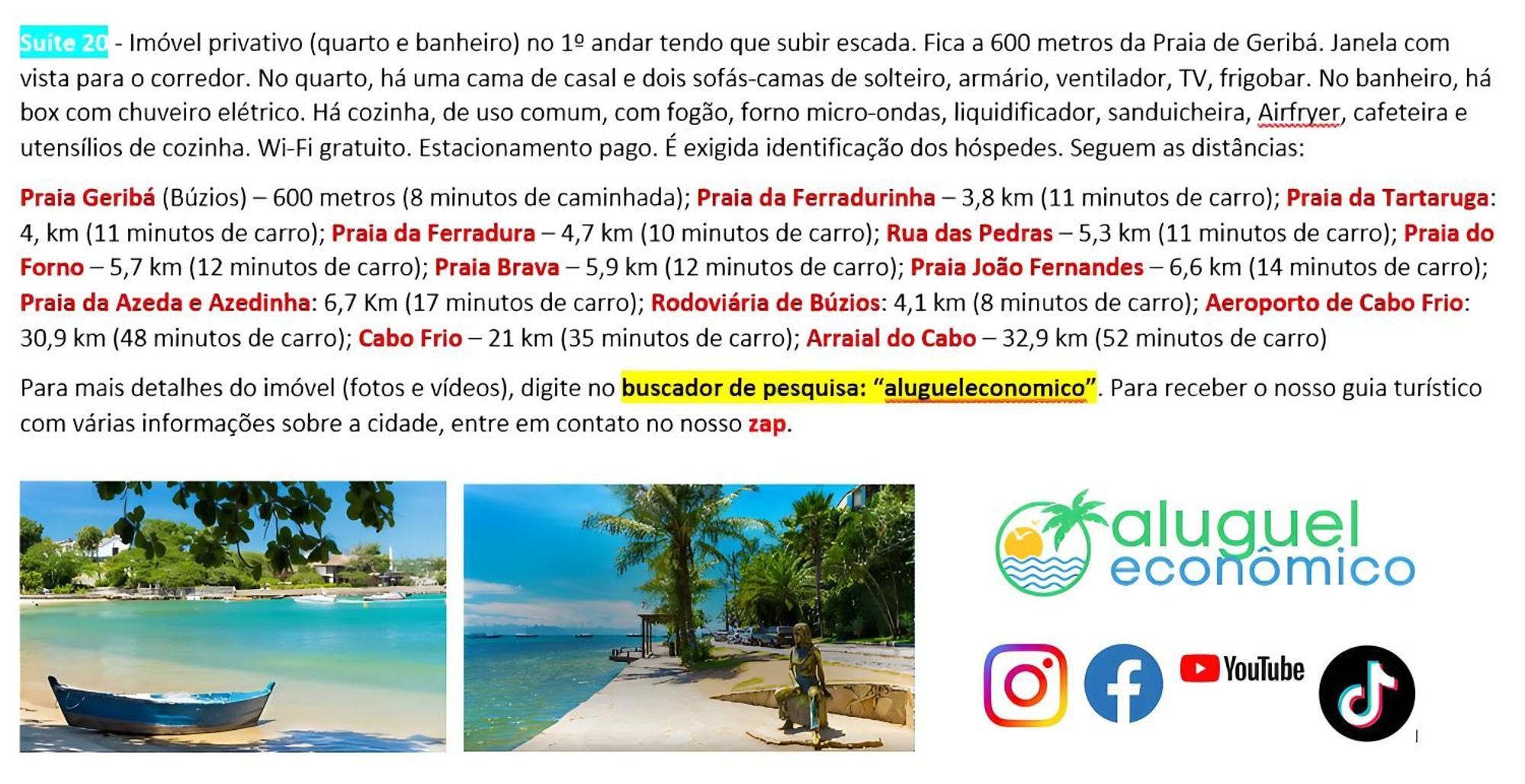 Appartement Búzios - Geribá - Aluguel Econômico Extérieur photo